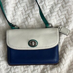 Coach Blue and White Crossbody Bag with Modern Design